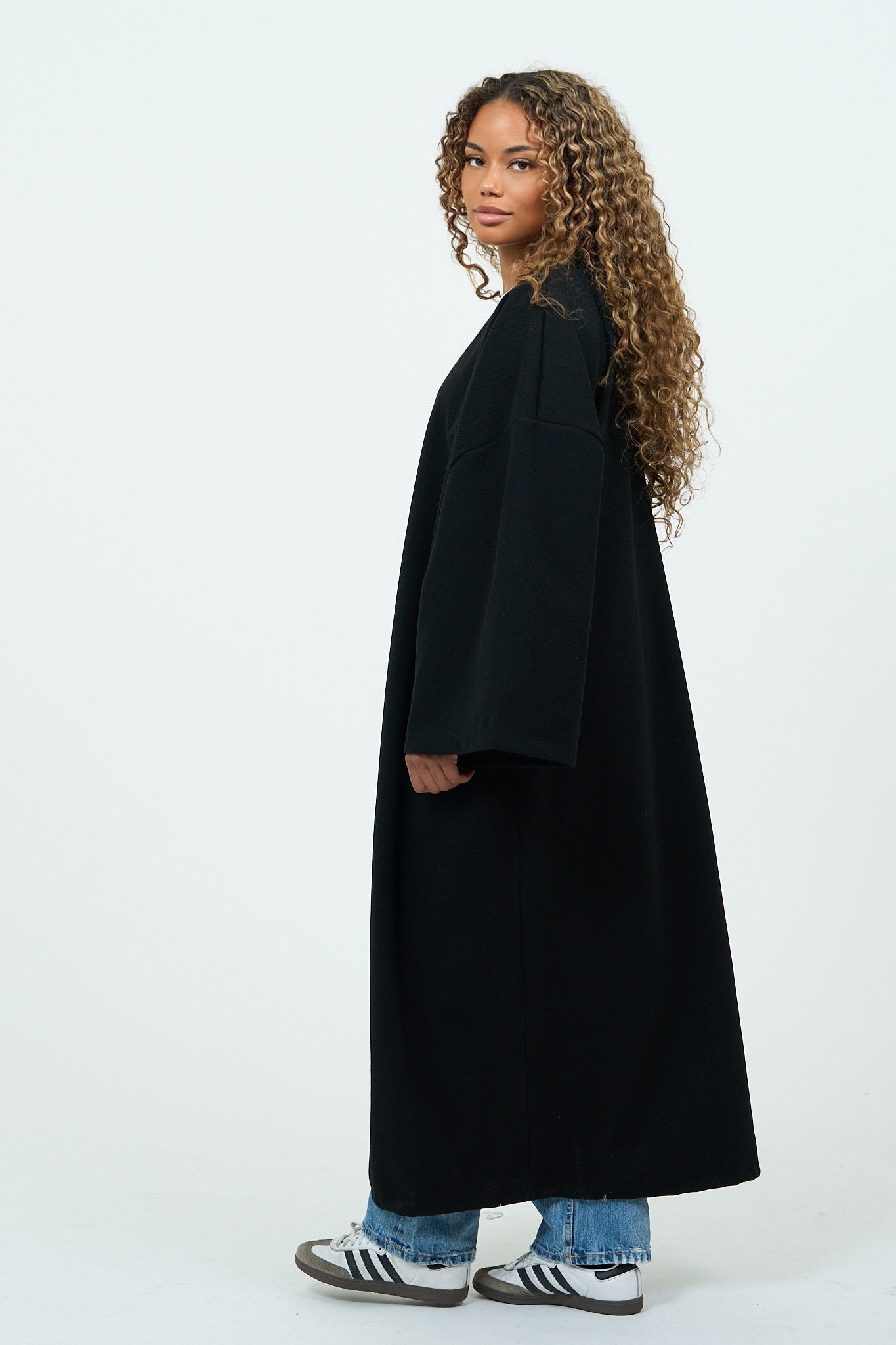 Dicker Basic-Kimono in Schwarz