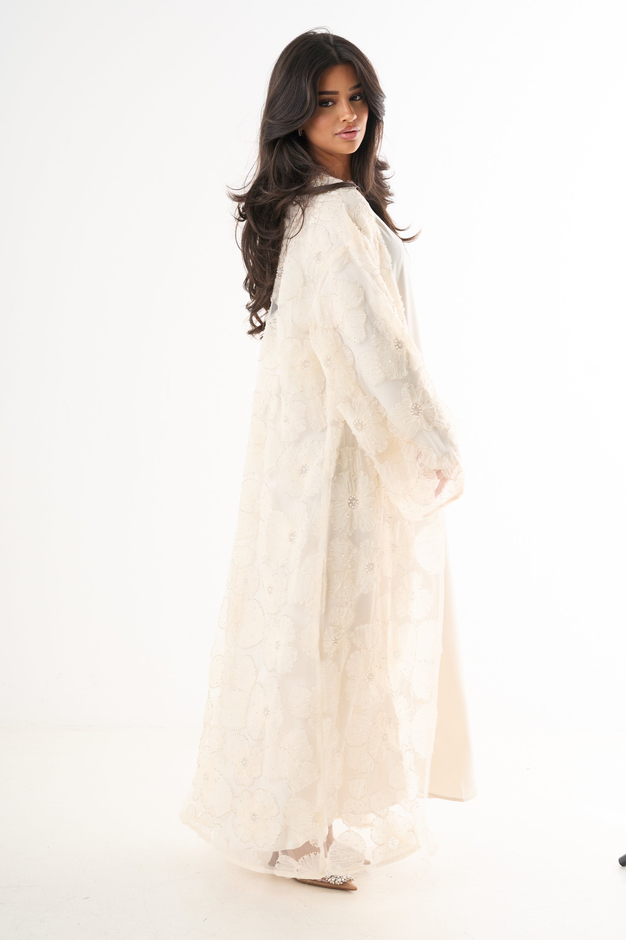 Luxury Flower Abaya 3-Piece Set