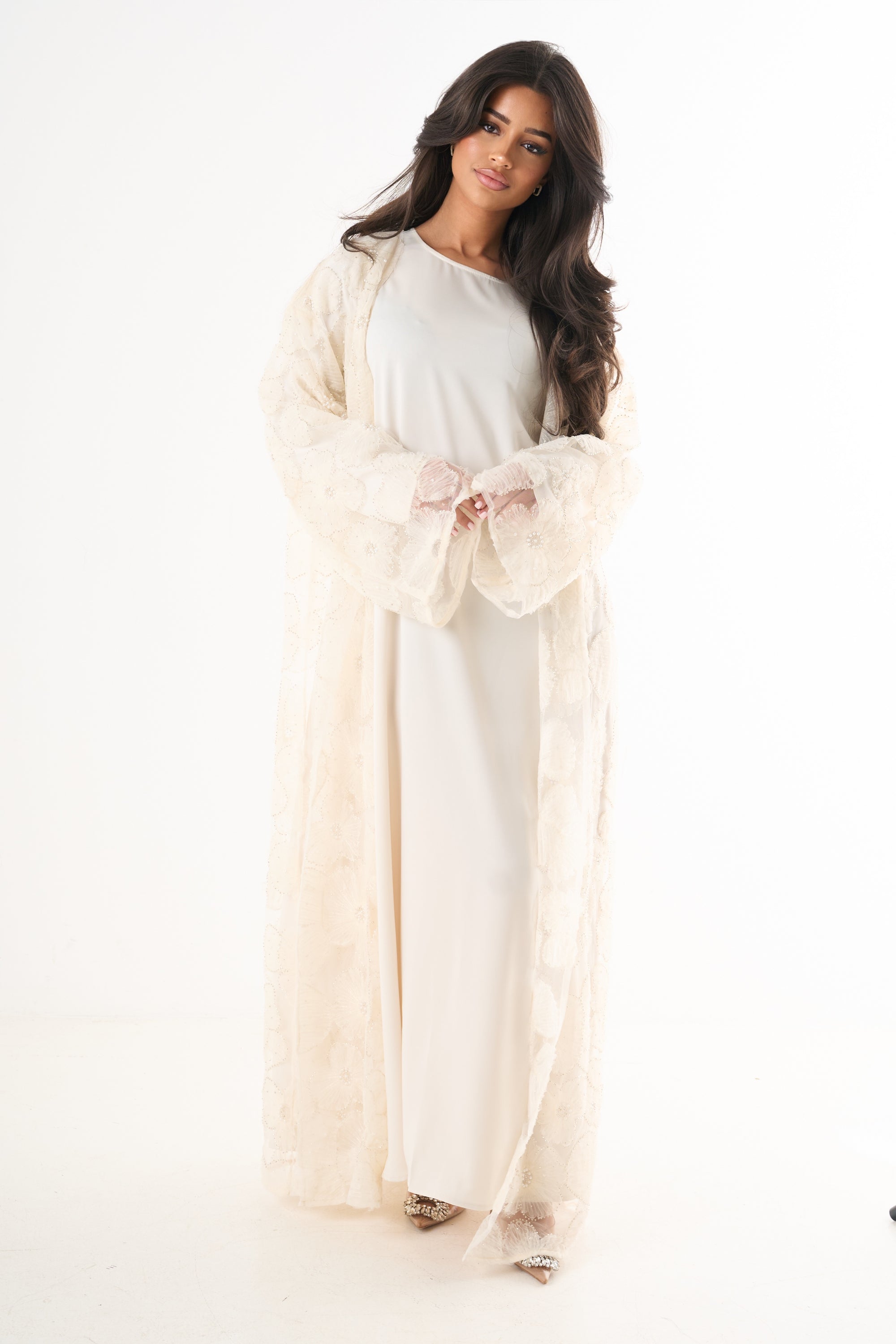 Luxury Flower Abaya 3-Piece Set