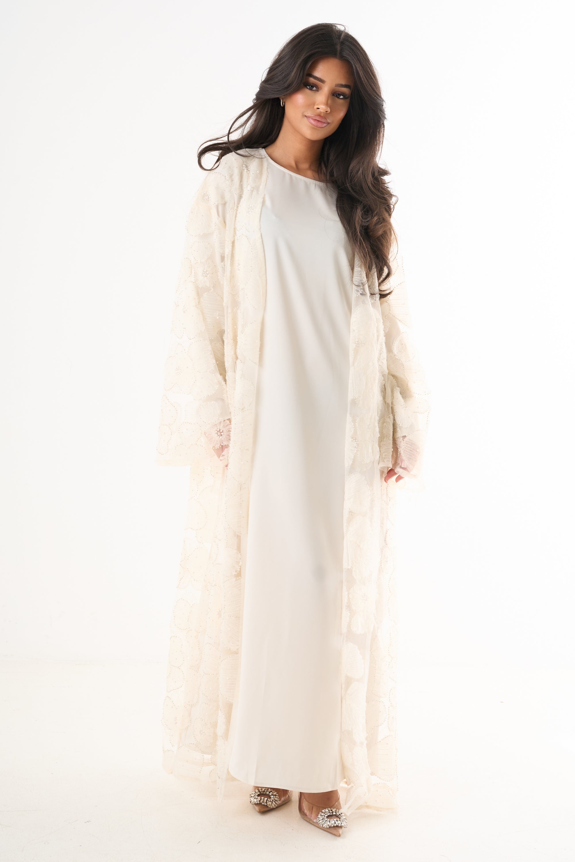 Luxury Flower Abaya 3-Piece Set