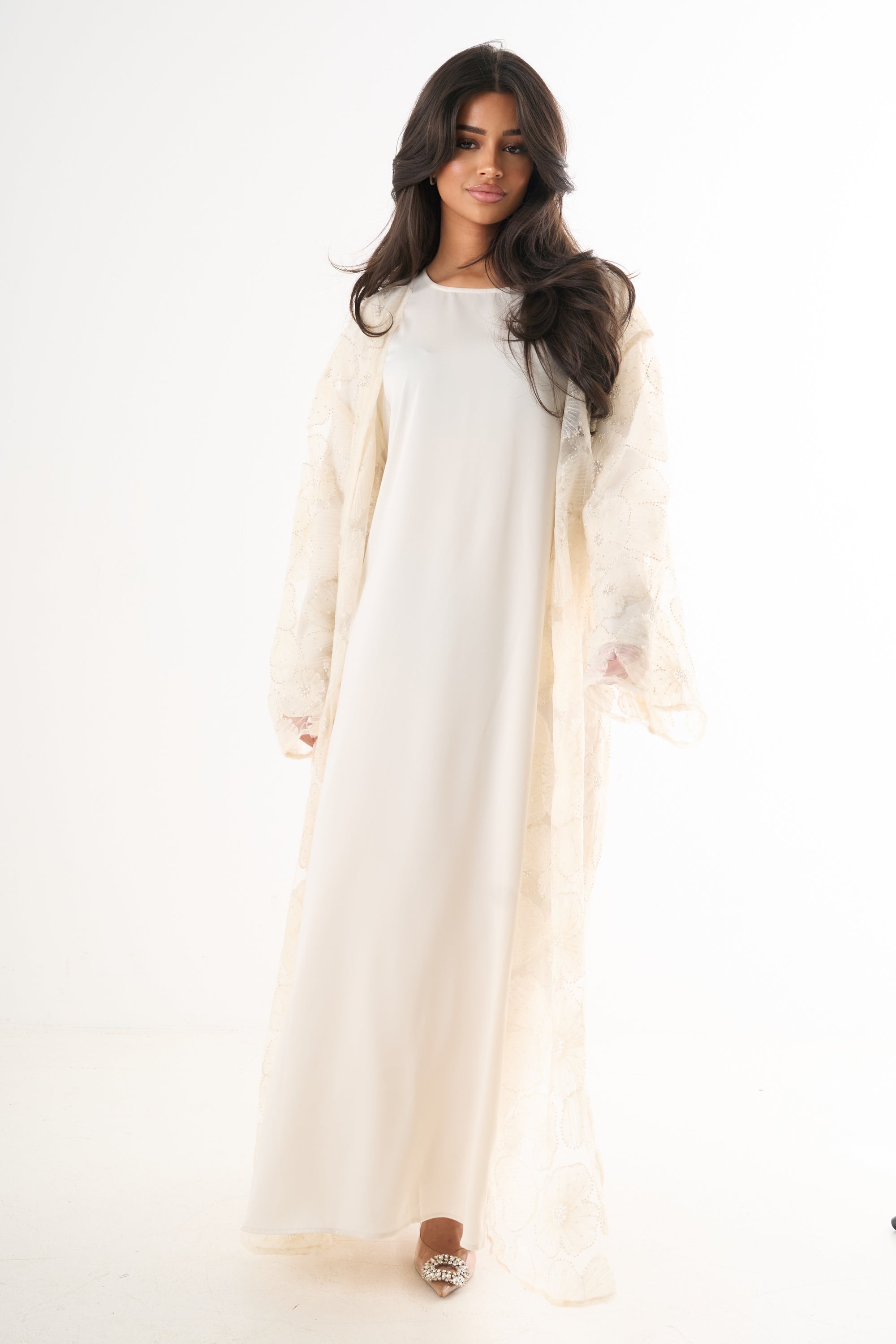 Luxury Flower Abaya 3-Piece Set