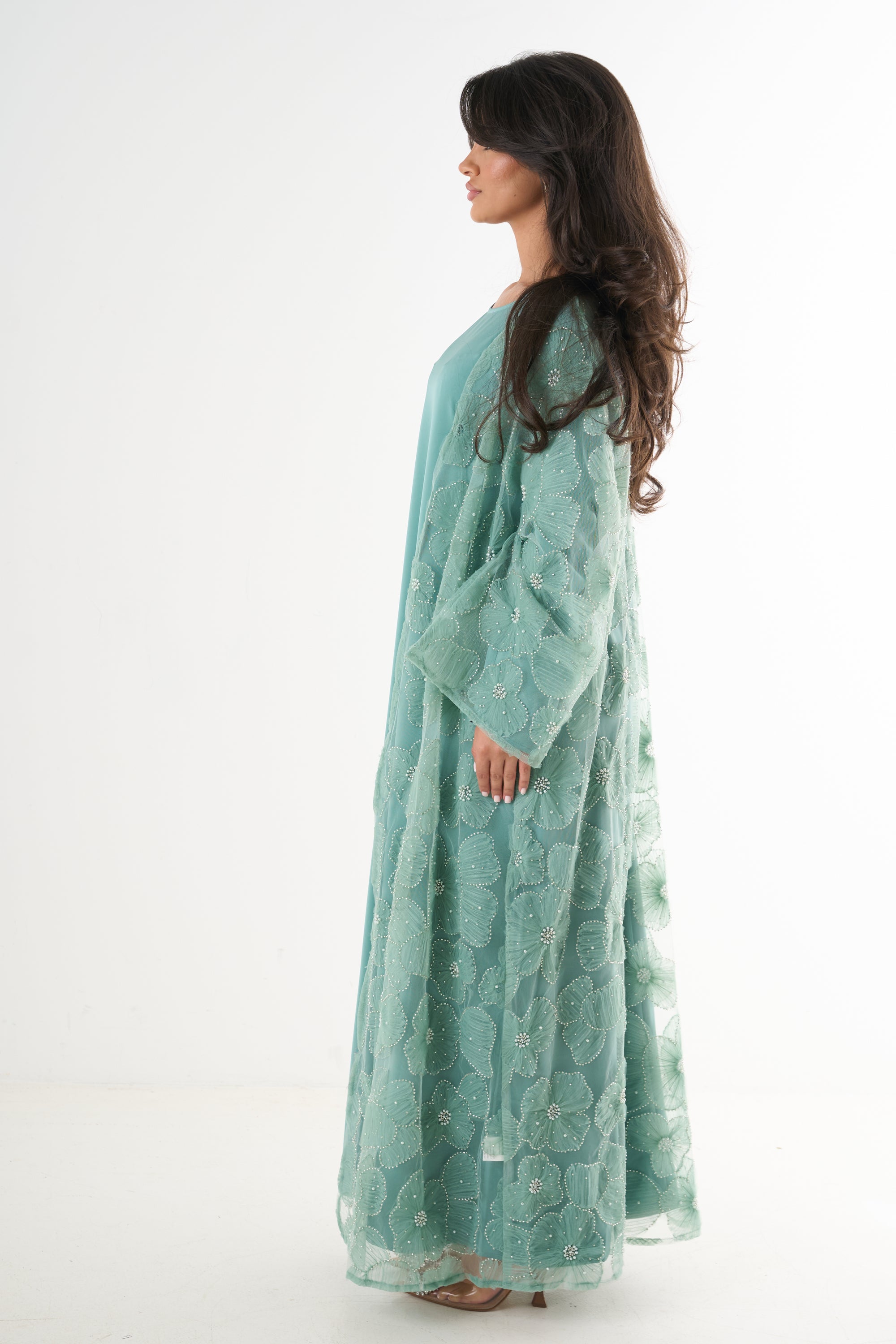 Luxury Flower Abaya 3-Piece Set
