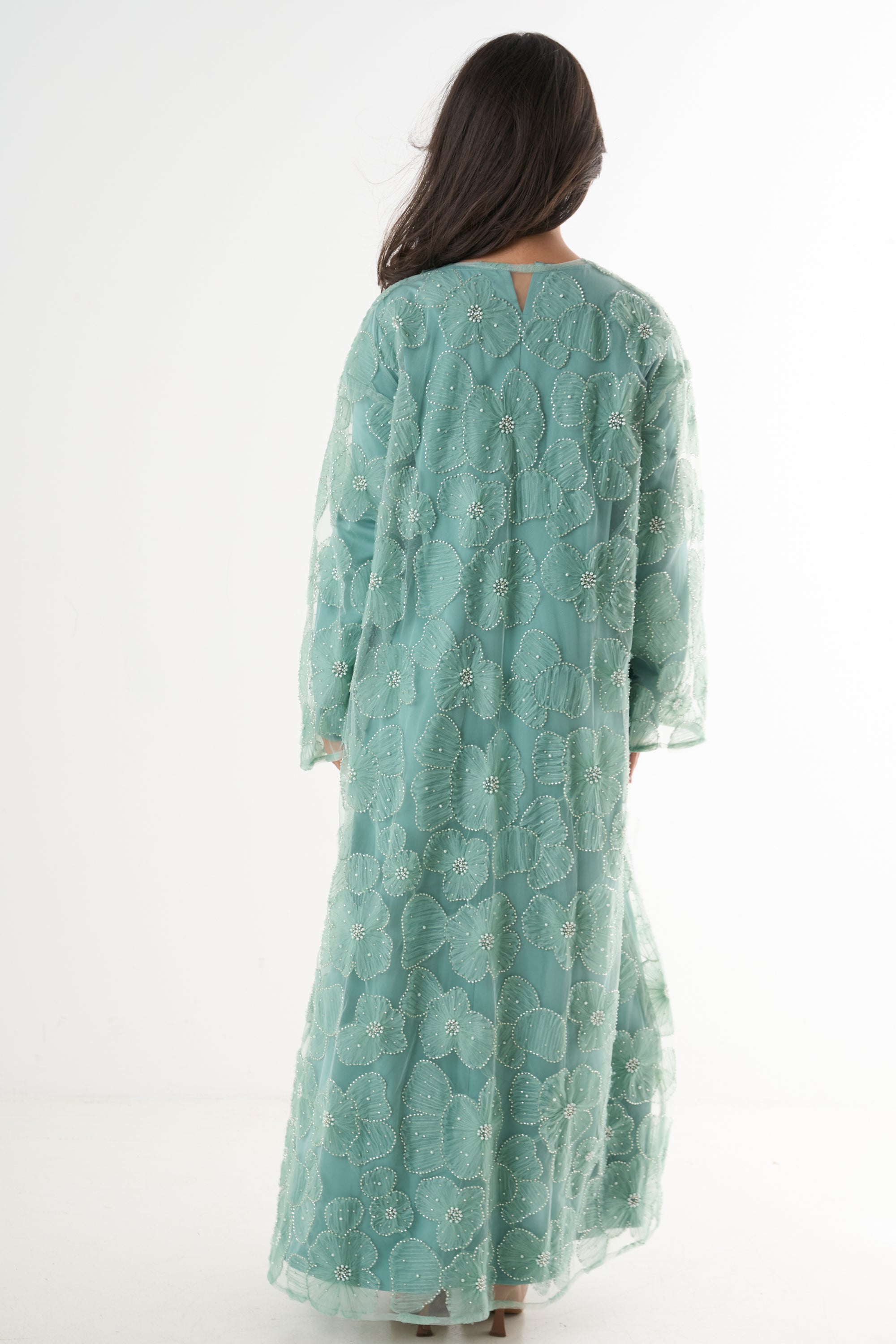 Luxury Flower Abaya 3-Piece Set