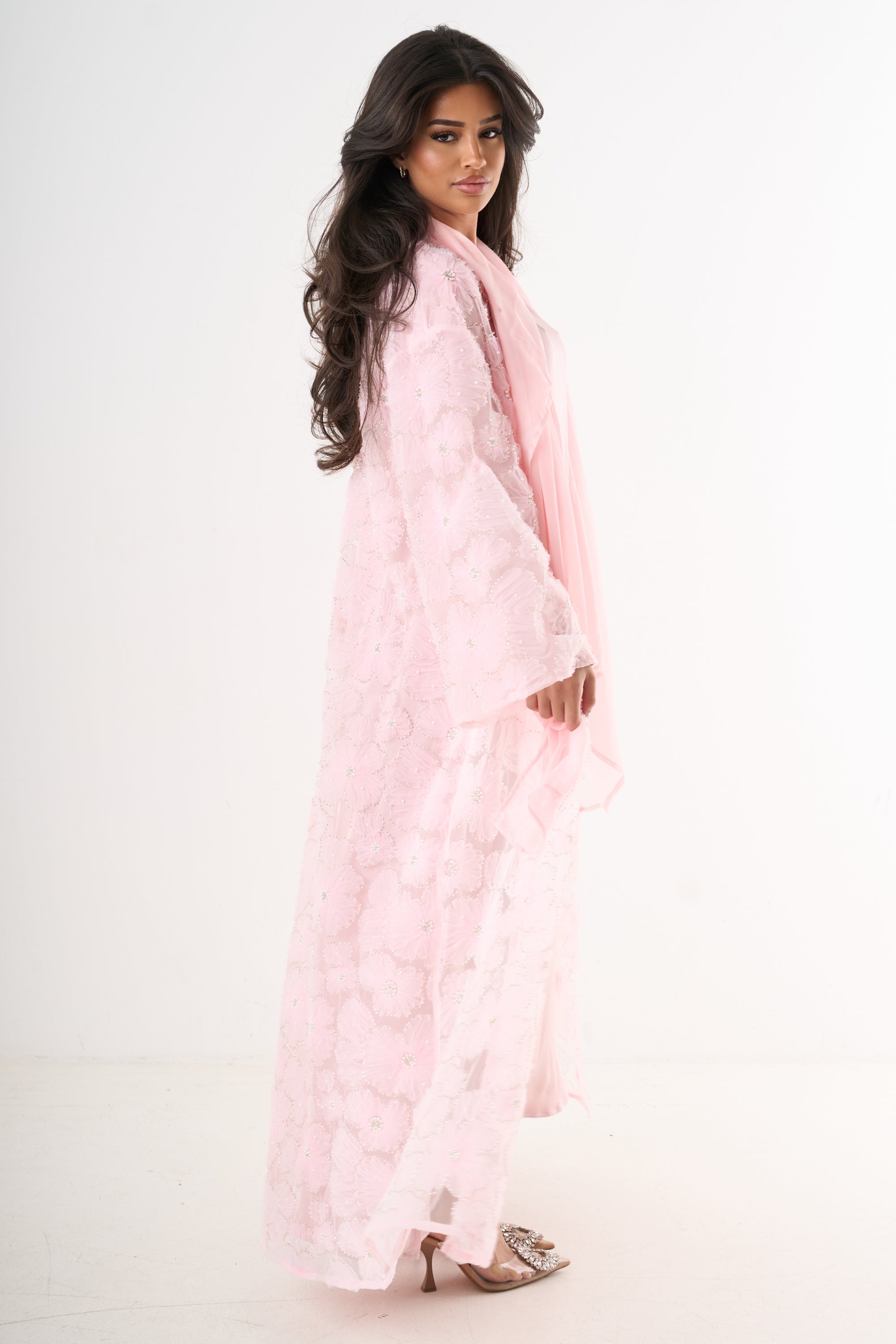 Luxury Flower Abaya 3-Piece Set