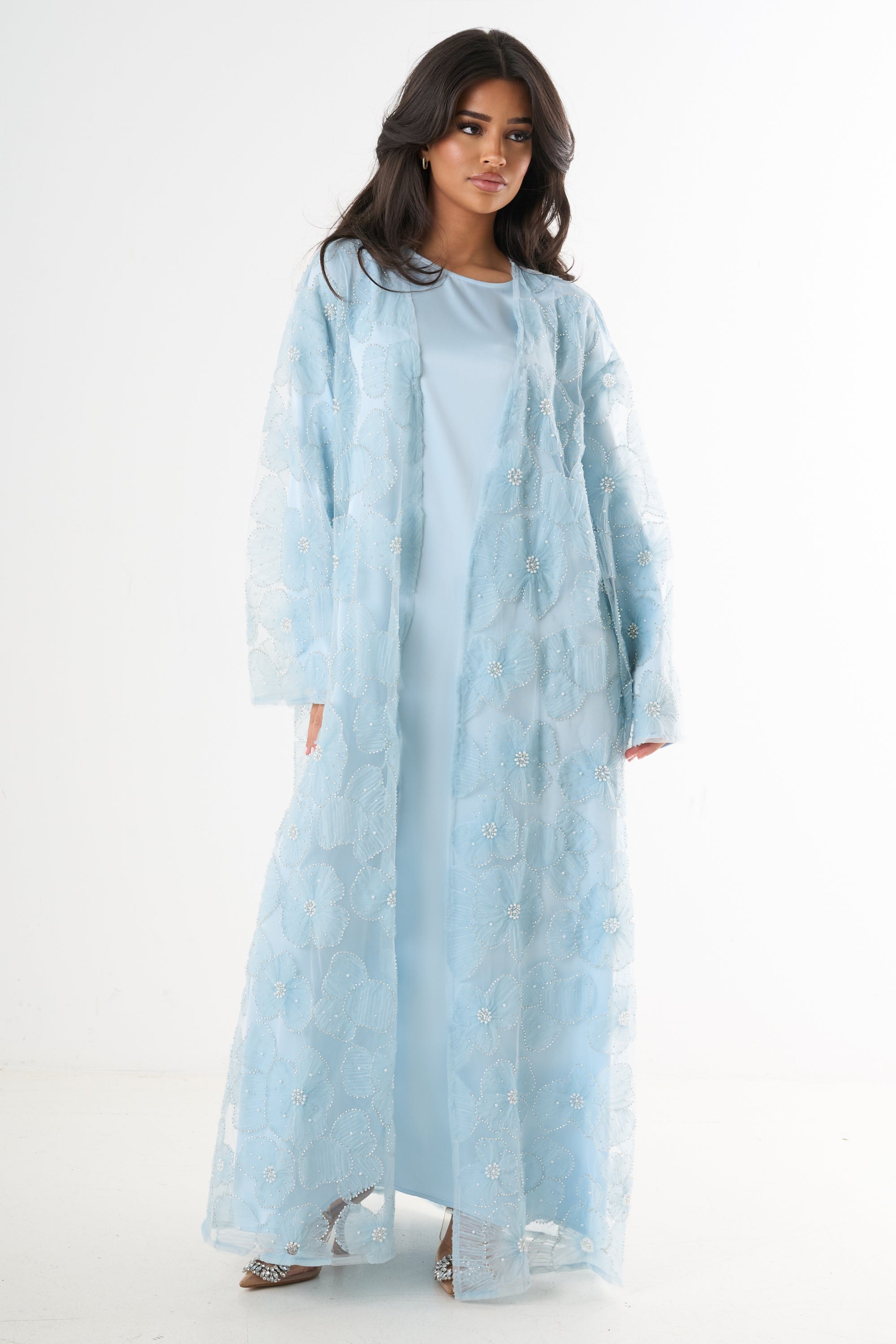 Luxury Flower Abaya 3-Piece Set
