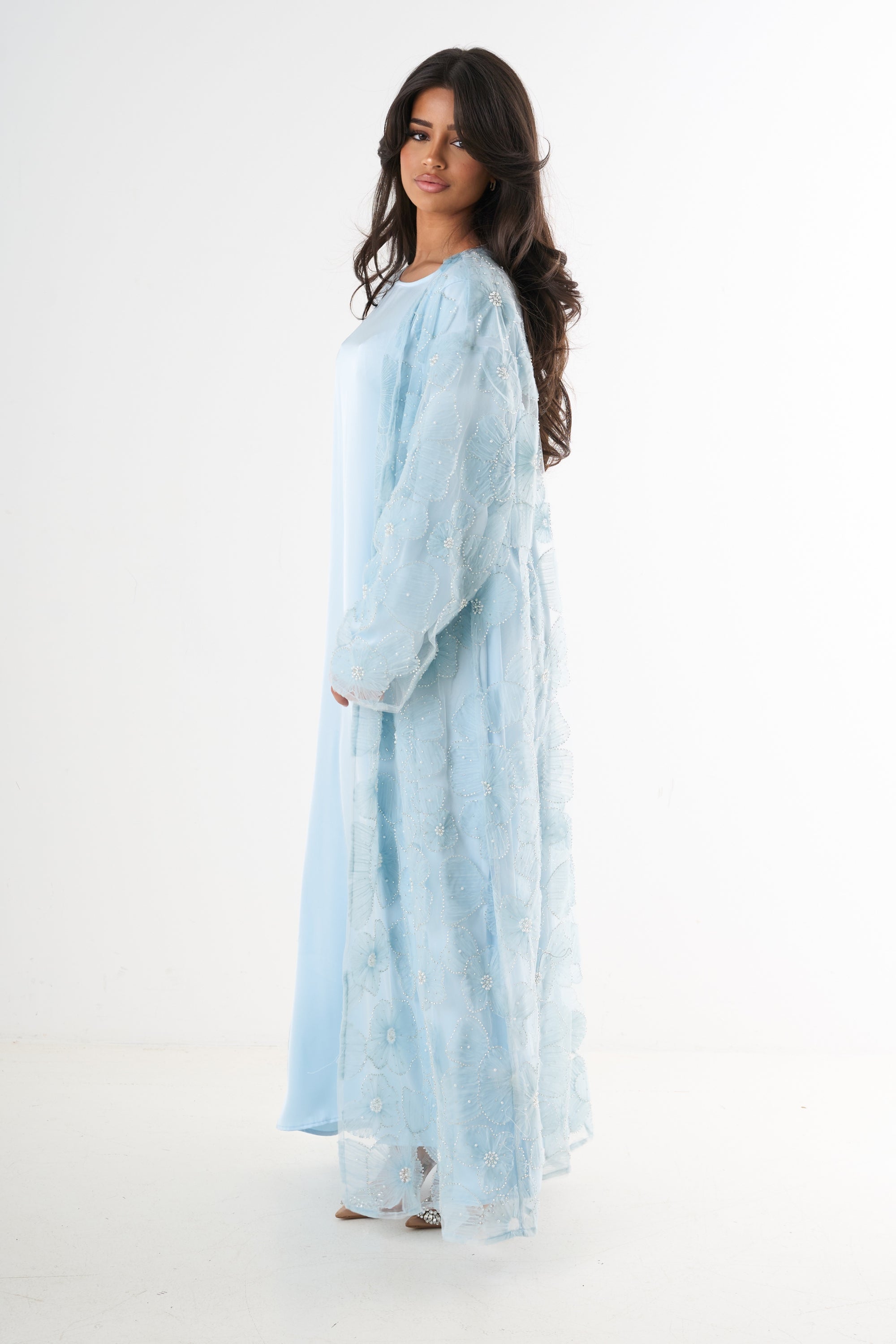 Luxury Flower Abaya 3-Piece Set