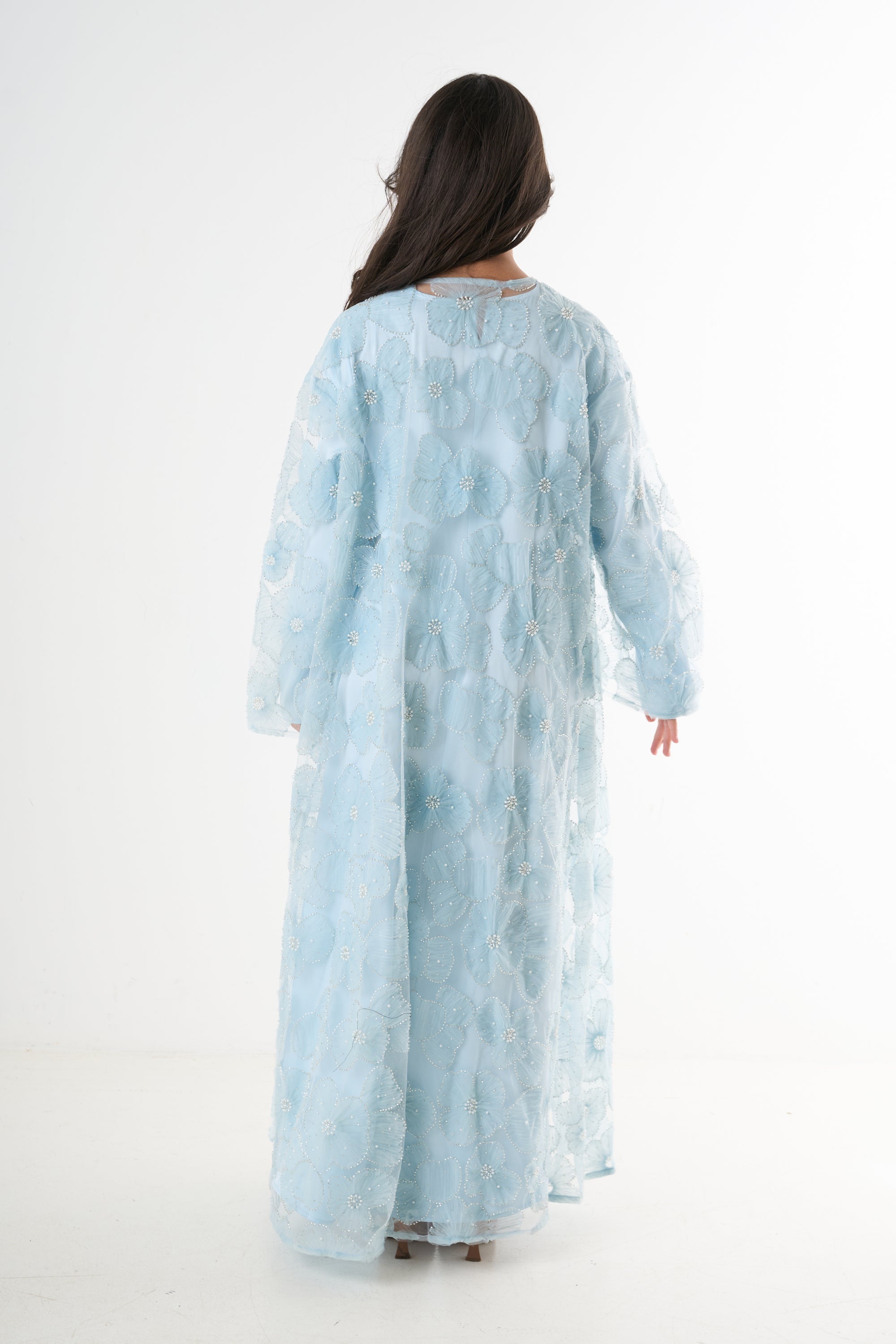 Luxury Flower Abaya 3-Piece Set