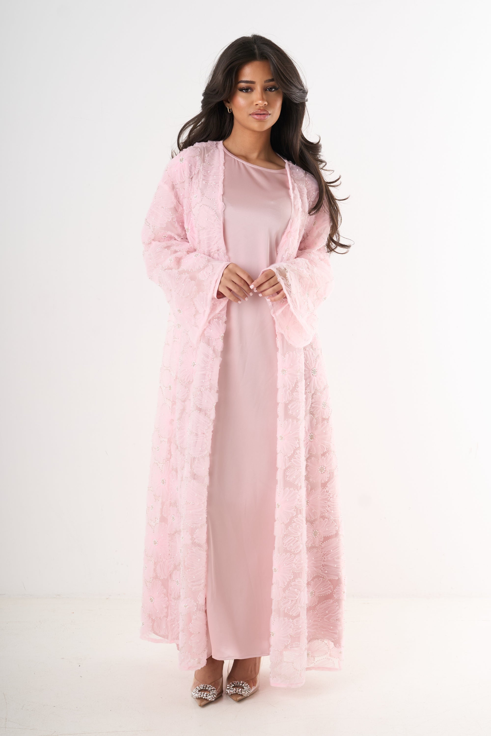 Luxury Flower Abaya 3-Piece Set