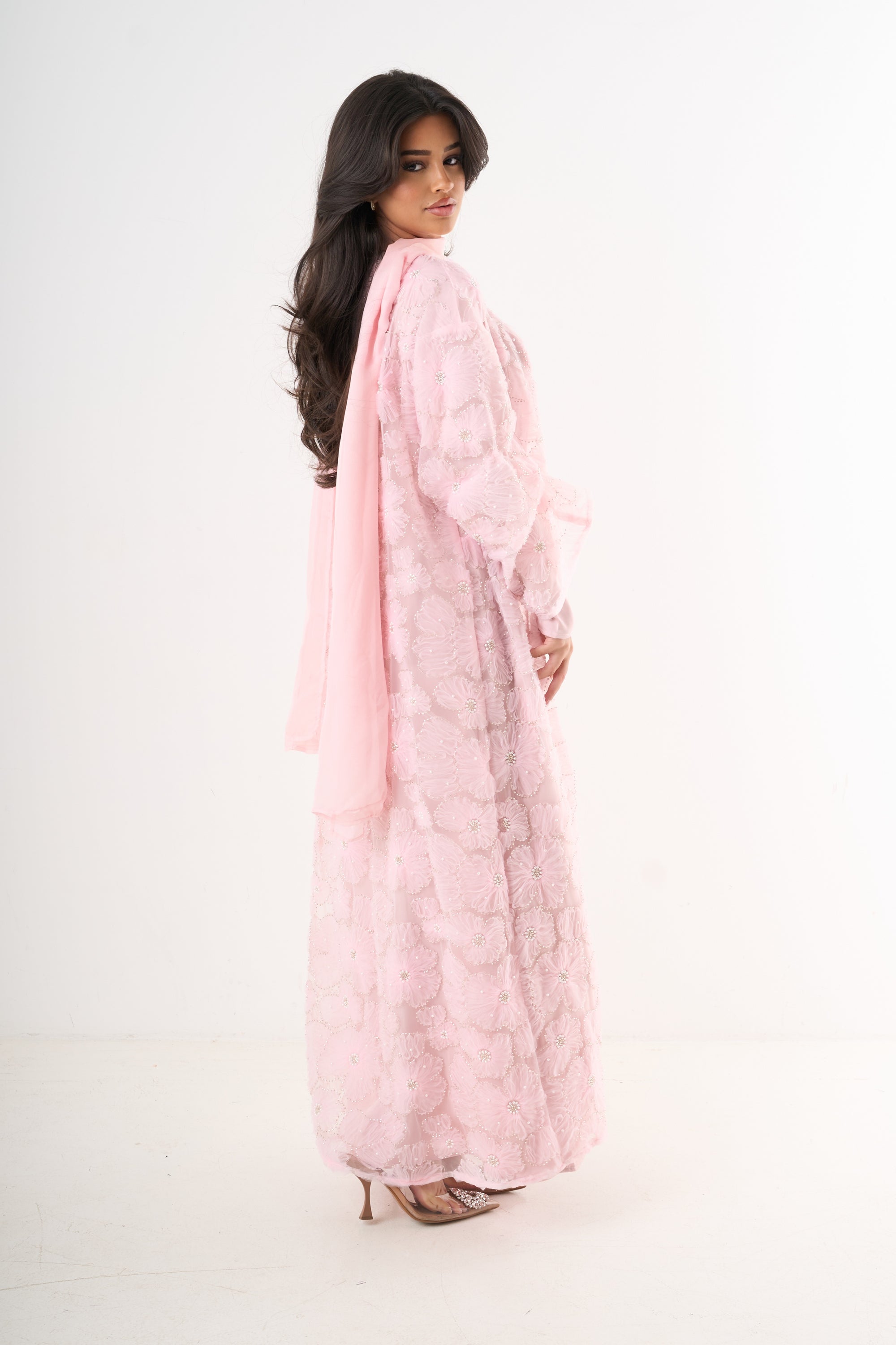 Luxury Flower Abaya 3-Piece Set