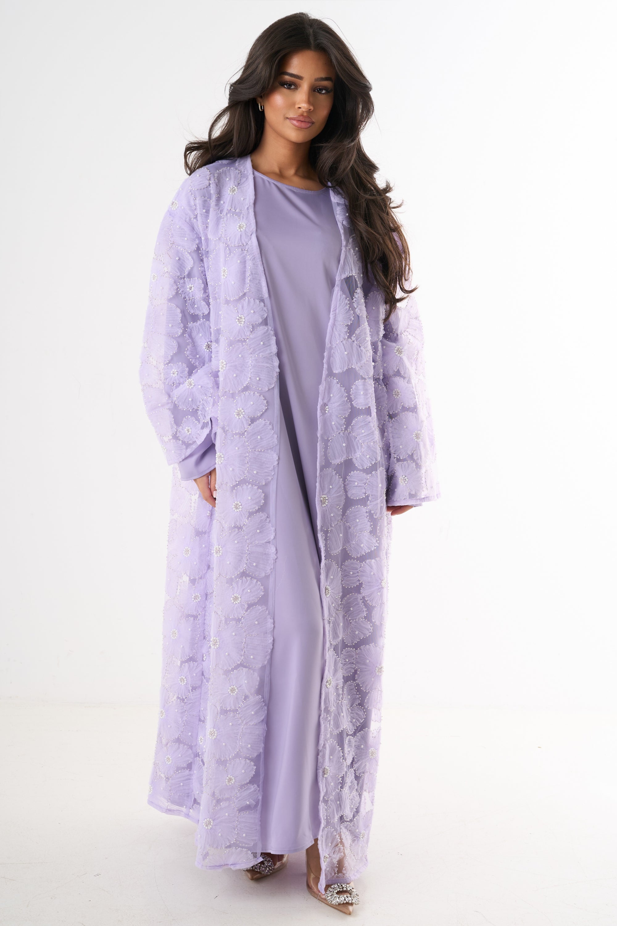 Luxury Flower Abaya 3-Piece Set