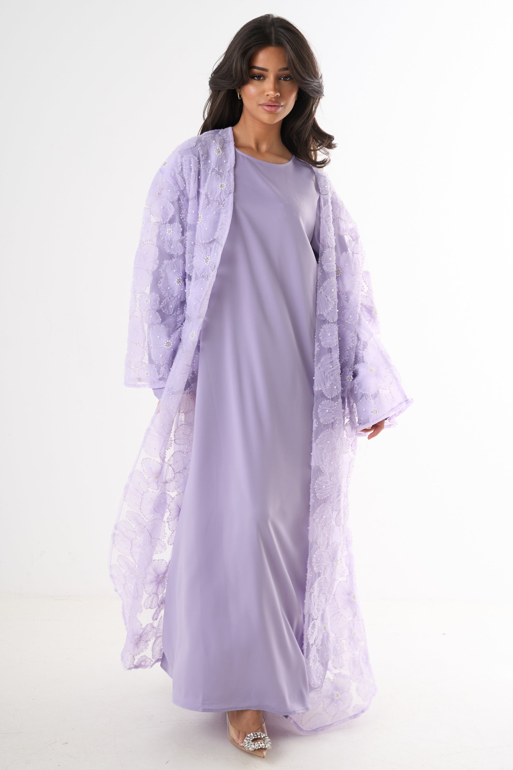 Luxury Flower Abaya 3-Piece Set