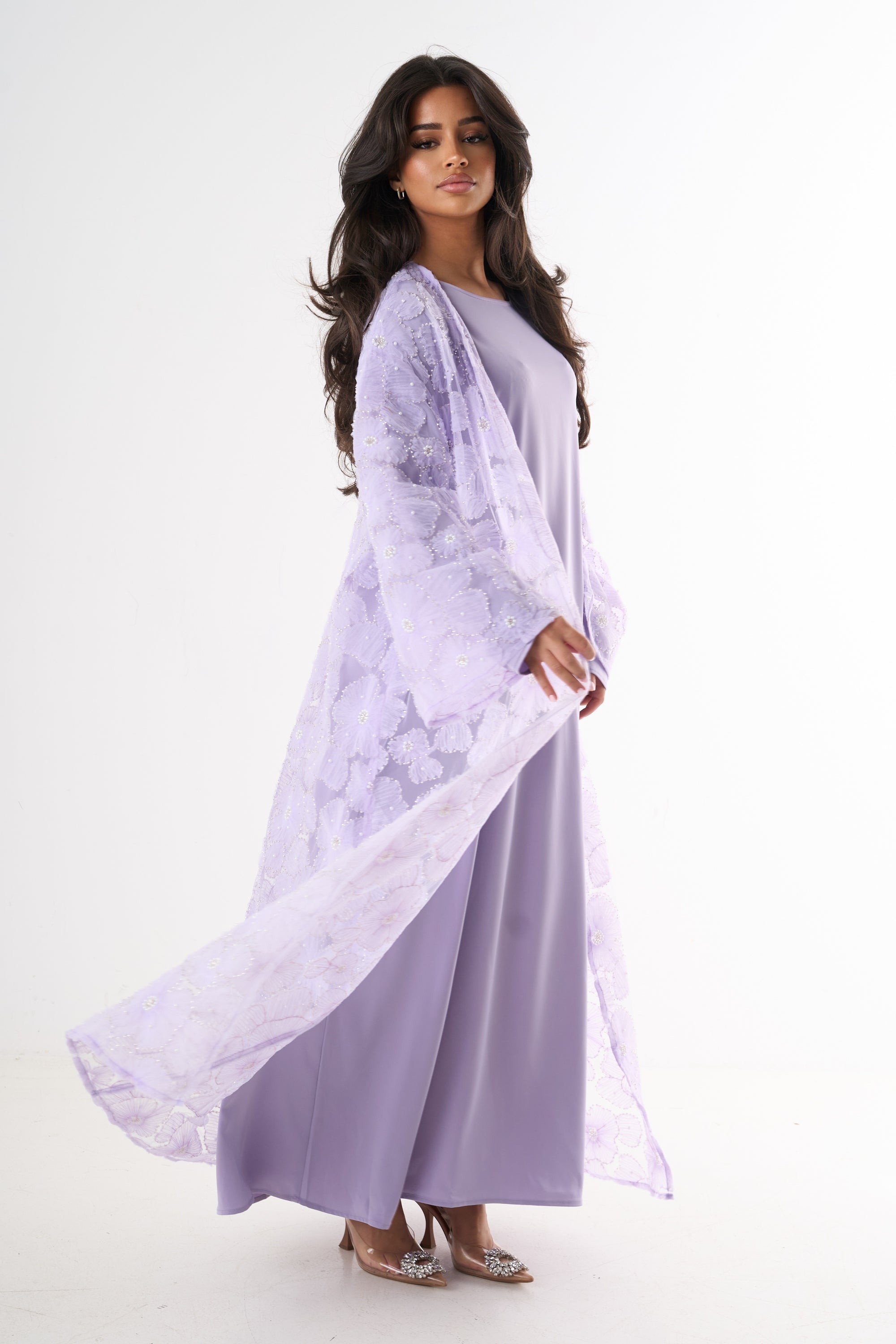 Luxury Flower Abaya 3-Piece Set
