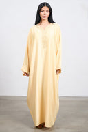 Abaya with inner belt - Yellow