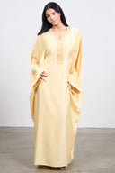 Abaya with inner belt - Yellow