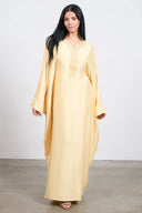 Abaya with inner belt - Yellow