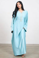 Abaya with inner belt - Blue