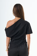 Asymmetrical Draped Top – Black