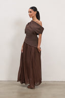 Asymmetrical Draped Top – Brown