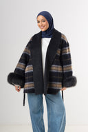 Autumn Muse Wrap Coat - Navy