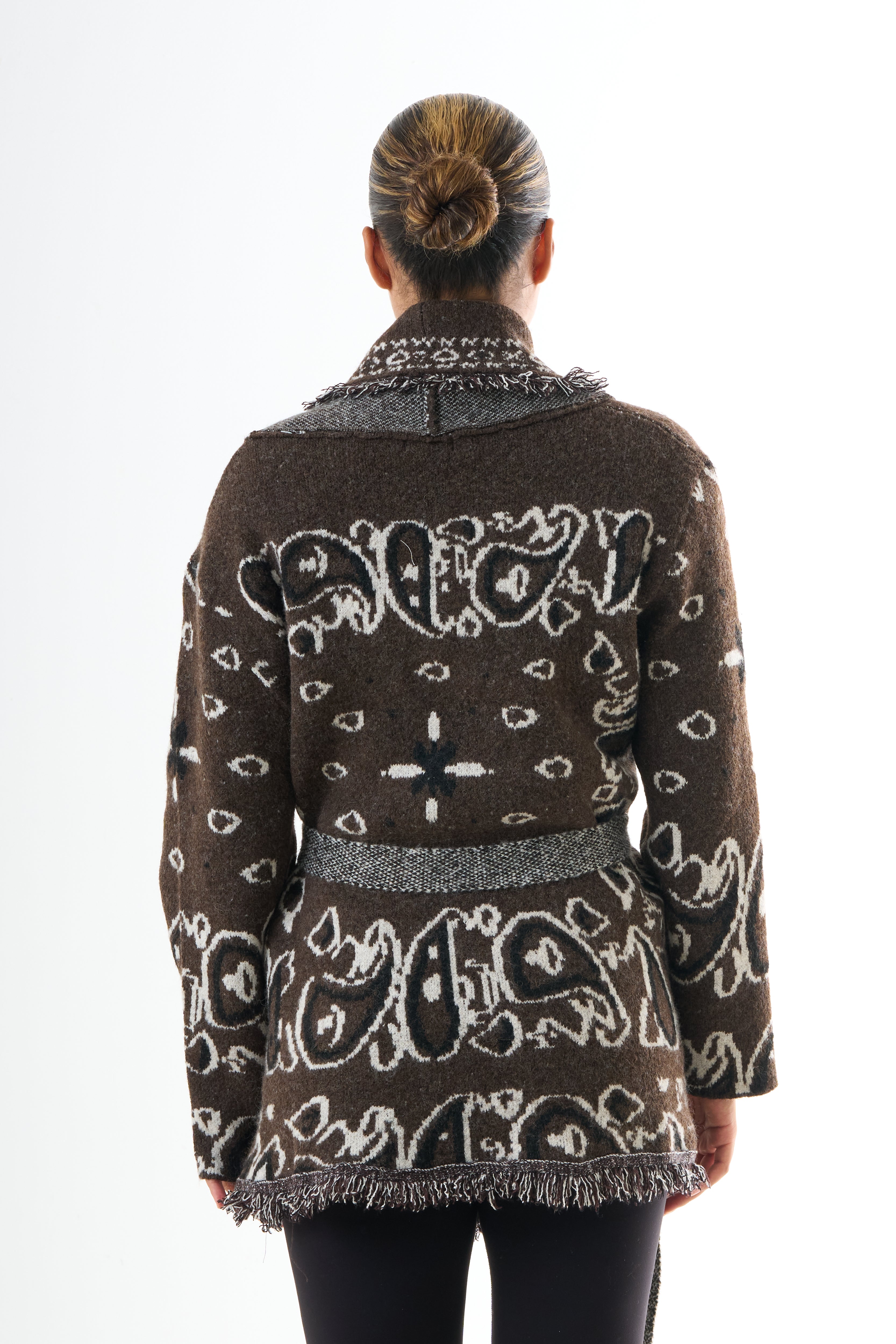Bandana Cardigan - Brown-5