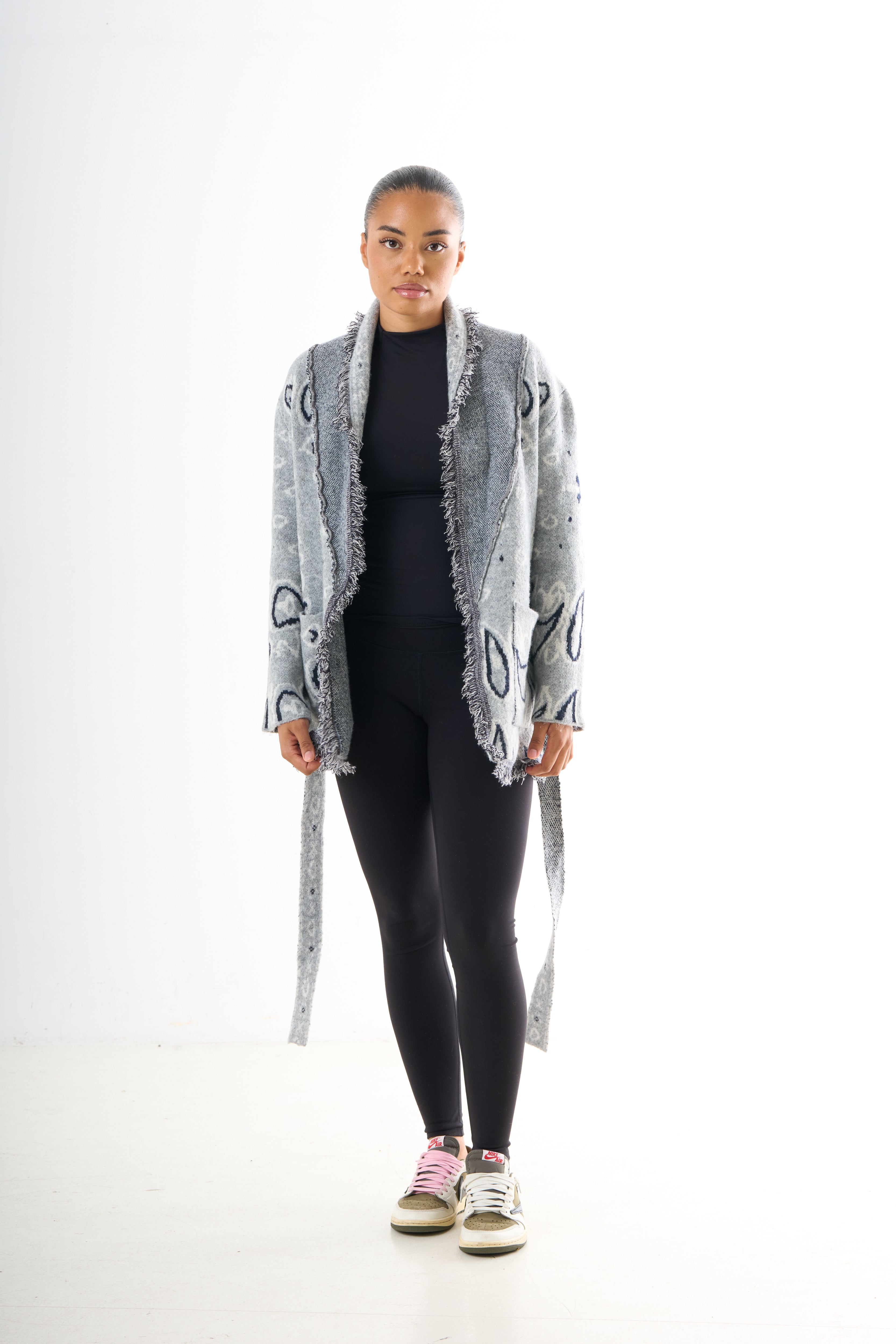 Bandana Cardigan - Grey-3