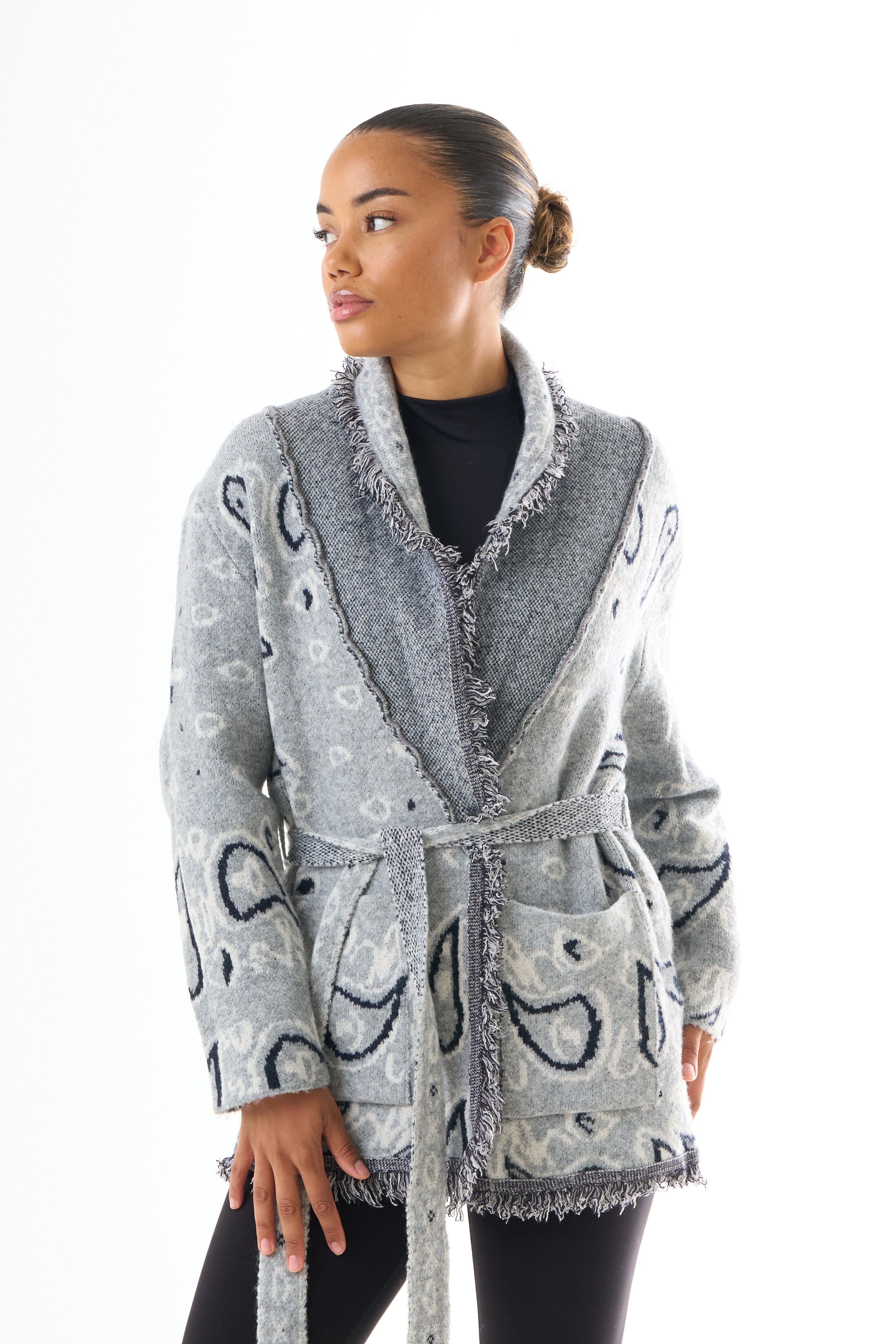 Bandana Cardigan - Grey-2