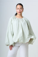 Blouse With Balloonsleeves - Emerald Green