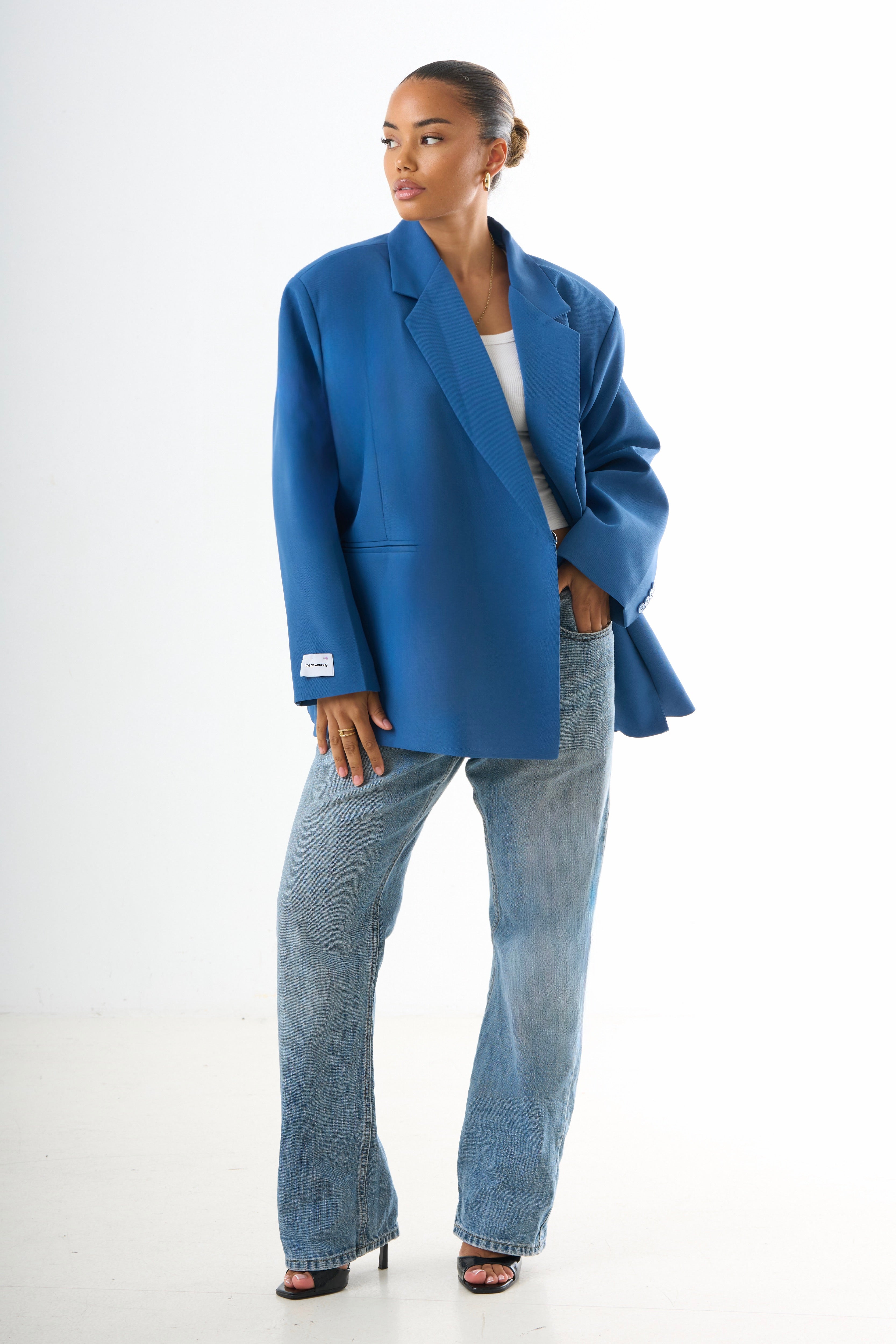 Boxy Oversized Blazer - Blue-1
