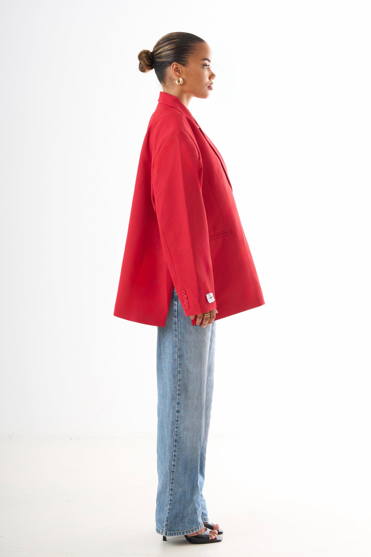 Boxy Oversized Blazer - Red-4