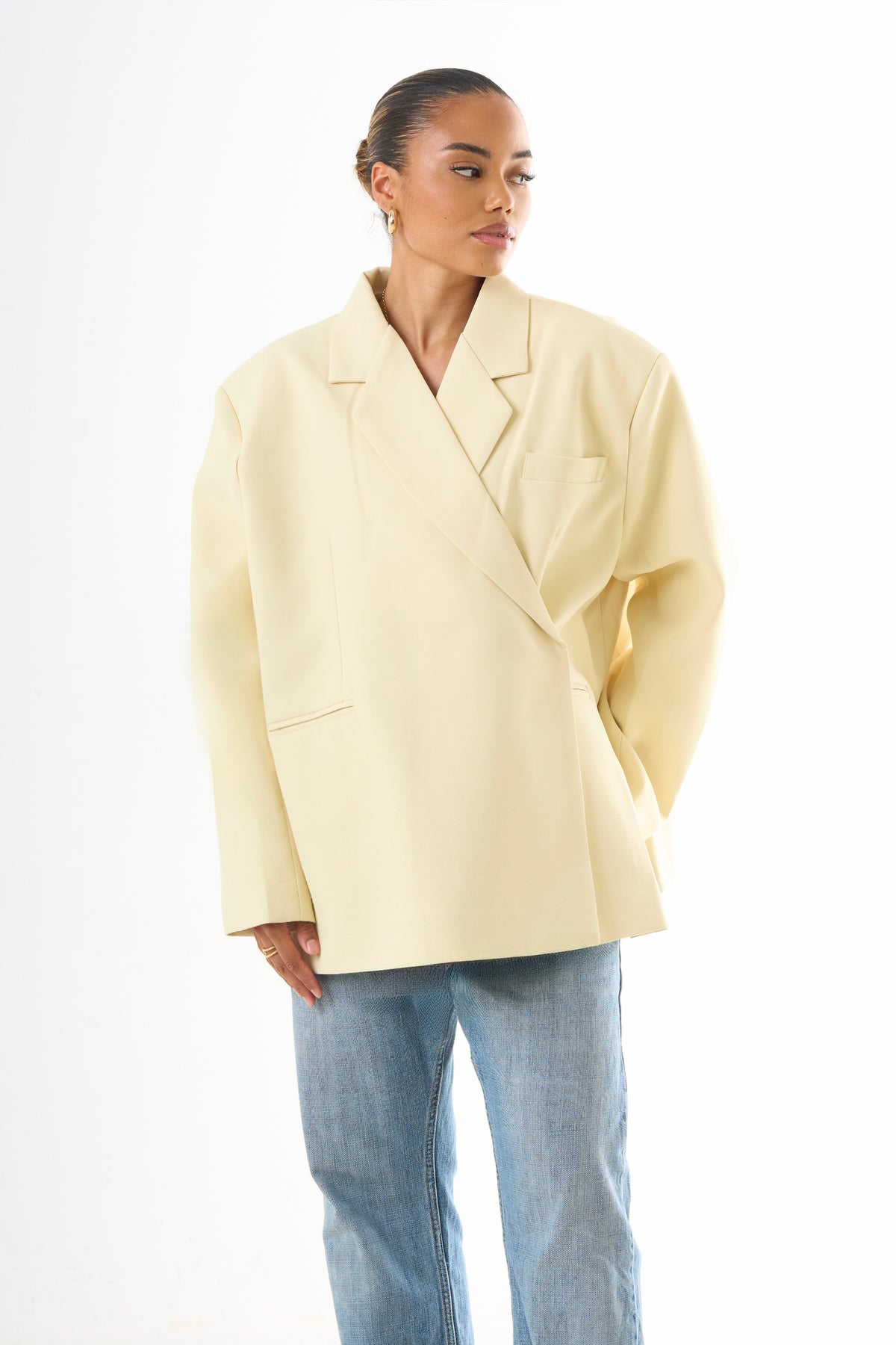 Boxy Oversized Blazer - Butter Yellow