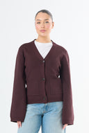 Buttoned Knit Cardigan - Burgundy