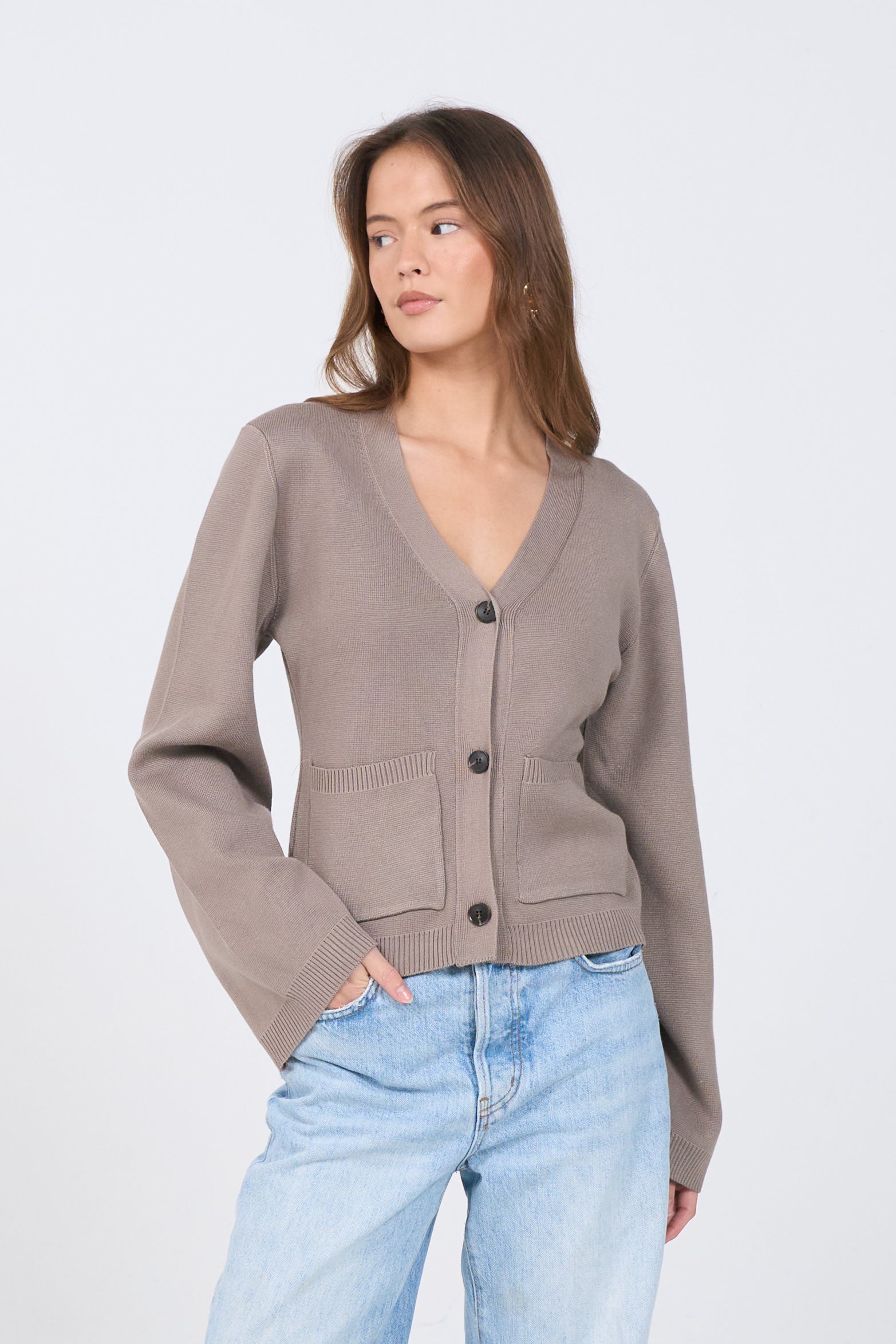 Buttoned Knit Cardigan-3