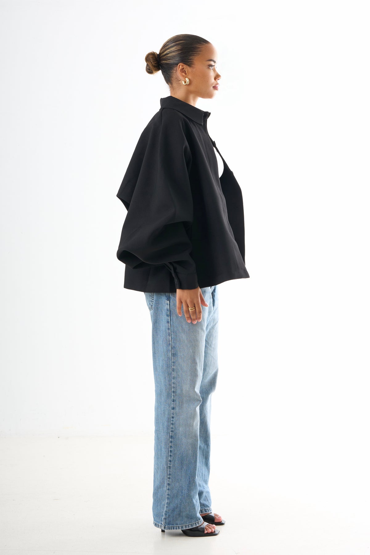 Cape Oversized Jacket - Black-2
