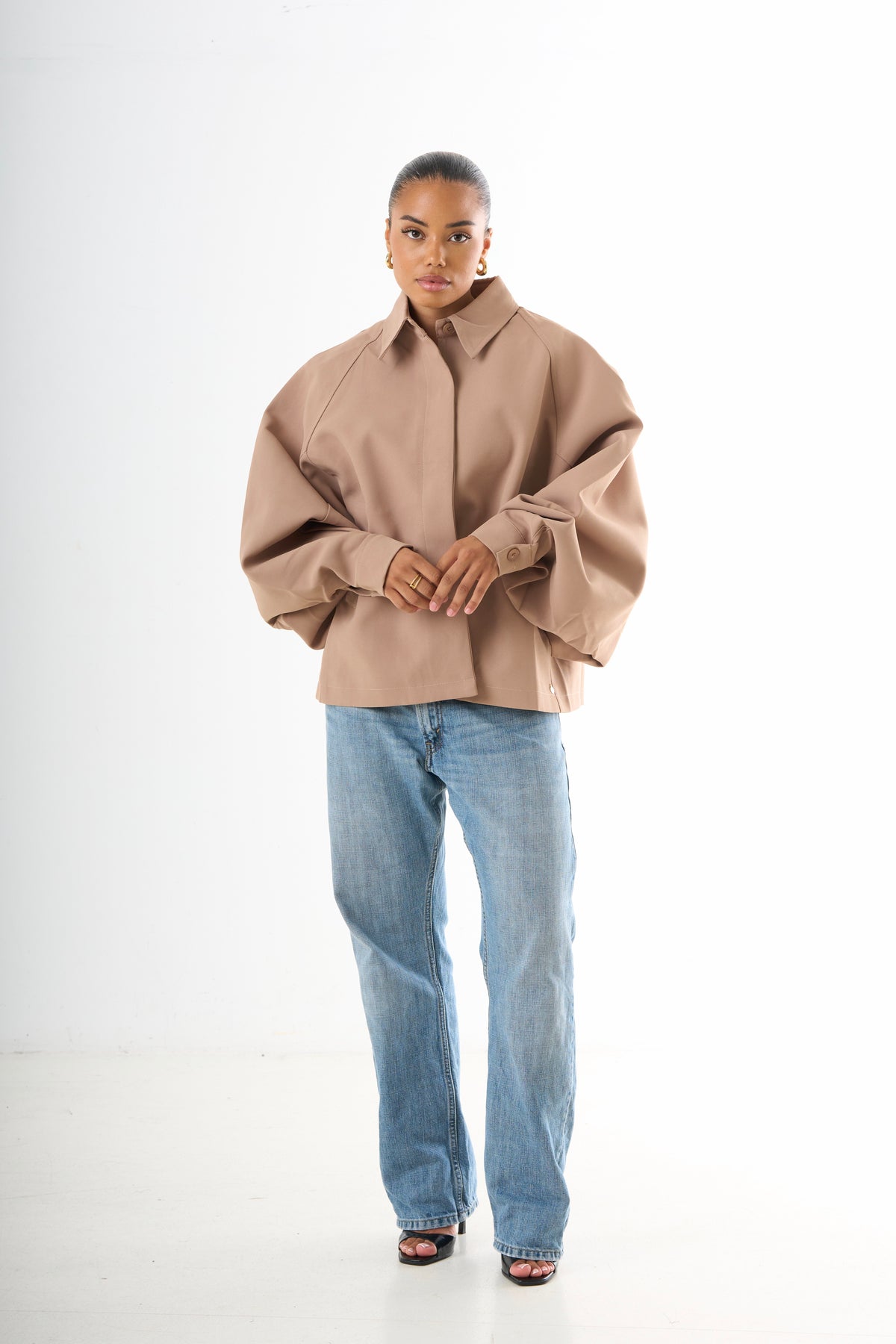 Cape Oversized Jacket - Camel-8