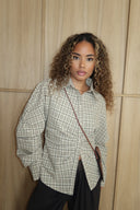 Check Fitted Blouse - Beige