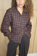 Check Fitted Blouse - Brown