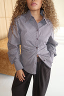 Check Fitted Blouse - Blue
