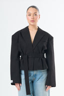 Cropped Wrap Blazer - Black