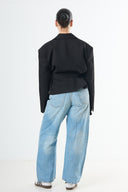 Cropped Wrap Blazer - Black