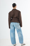 Cropped wrap blazer - Brown