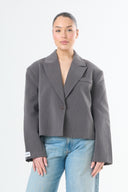 Cropped Wrap Blazer - Grey