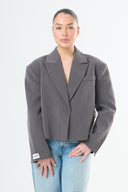 Cropped Wrap Blazer - Grey