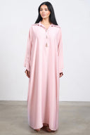 Crystal Button Abaya – Pink