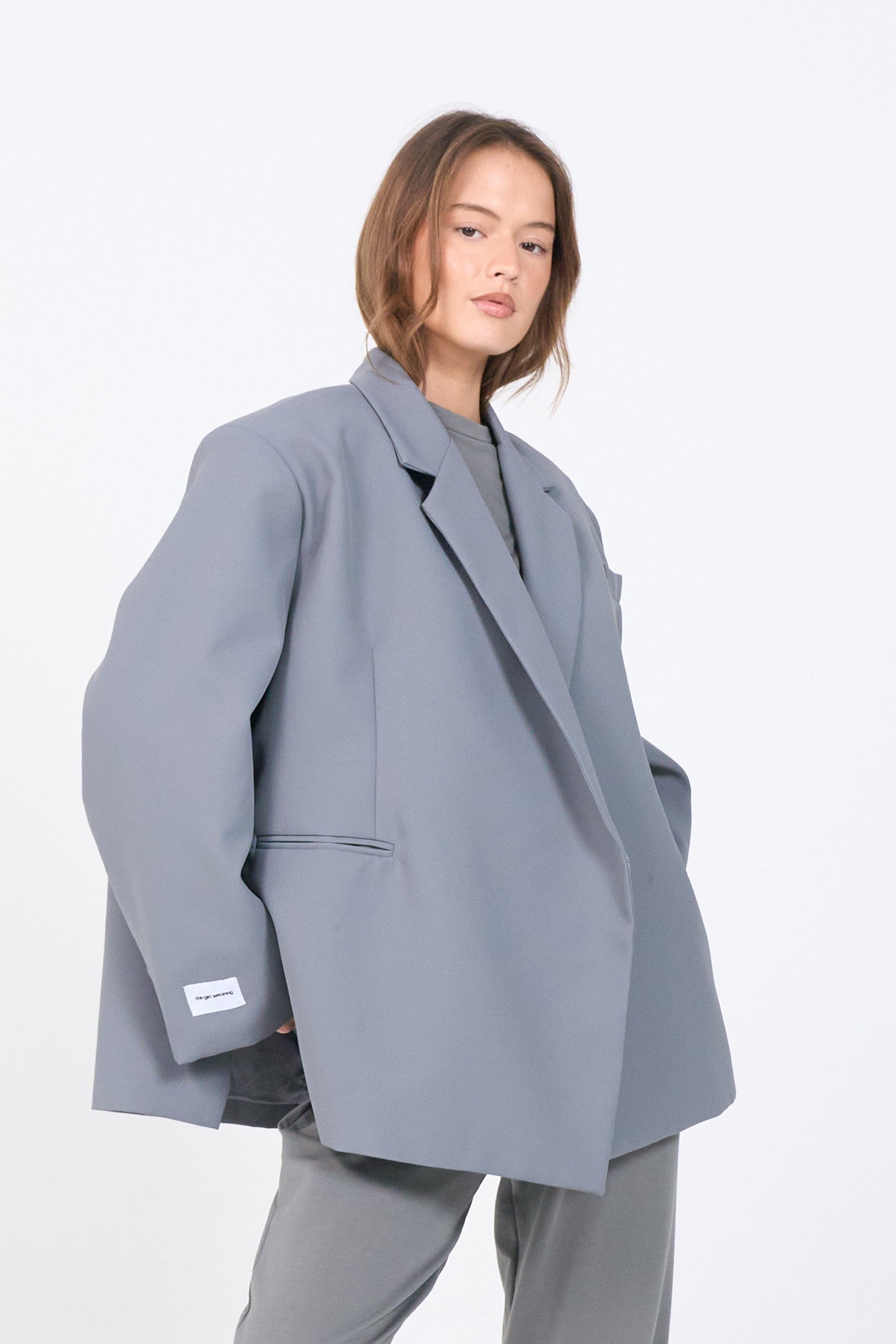 Oversized Dad Blazer – Grau