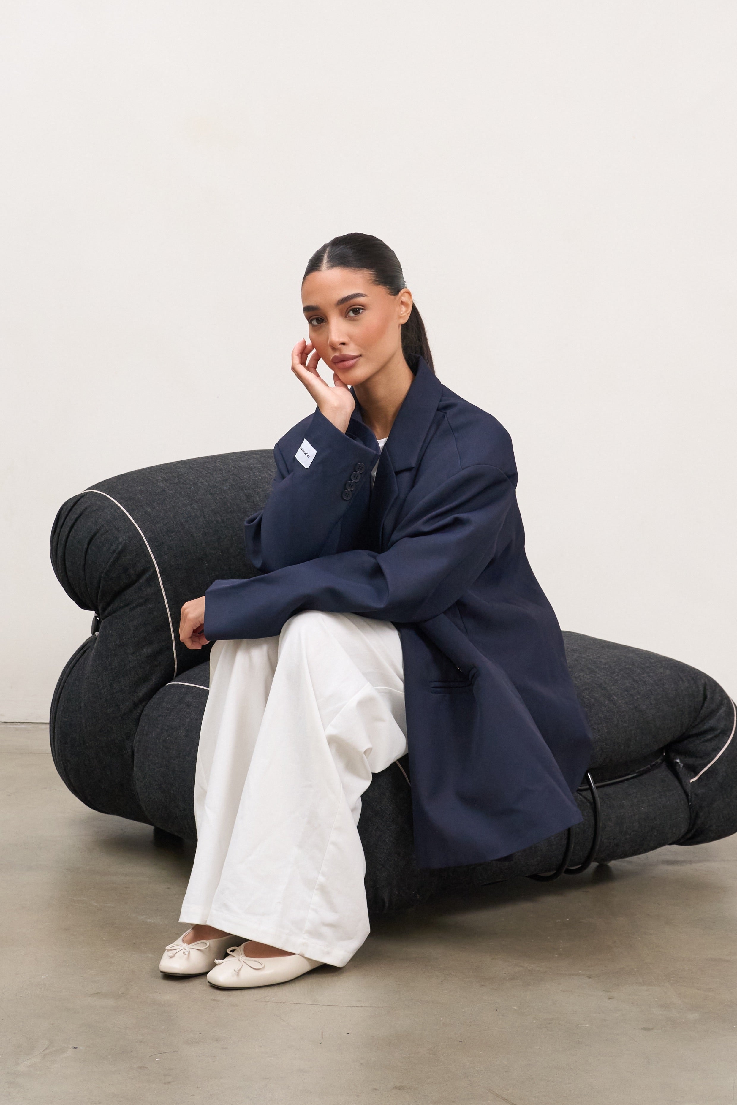 Dad Oversized Blazer – Marineblau
