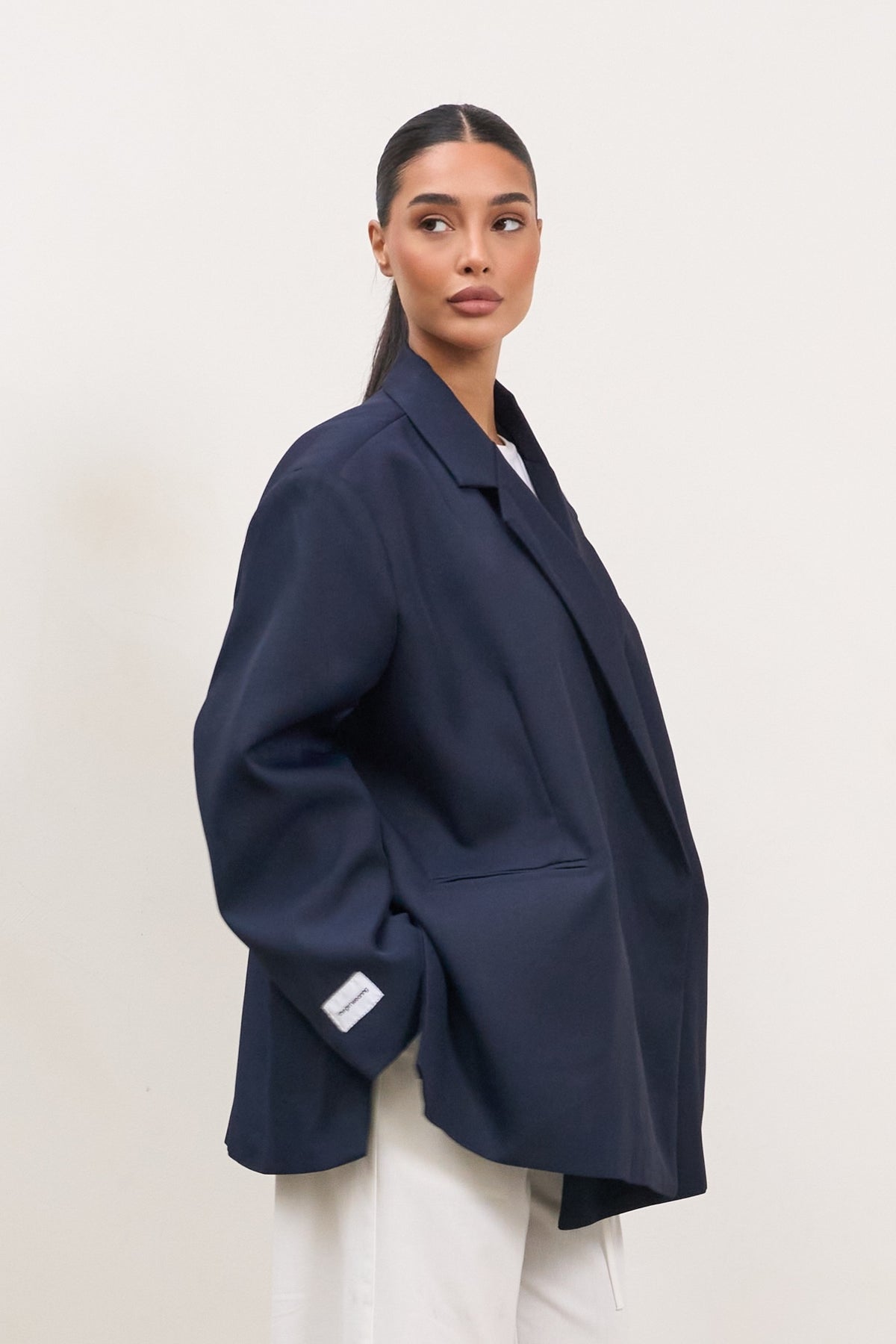 Dad Oversized Blazer – Marineblau-4