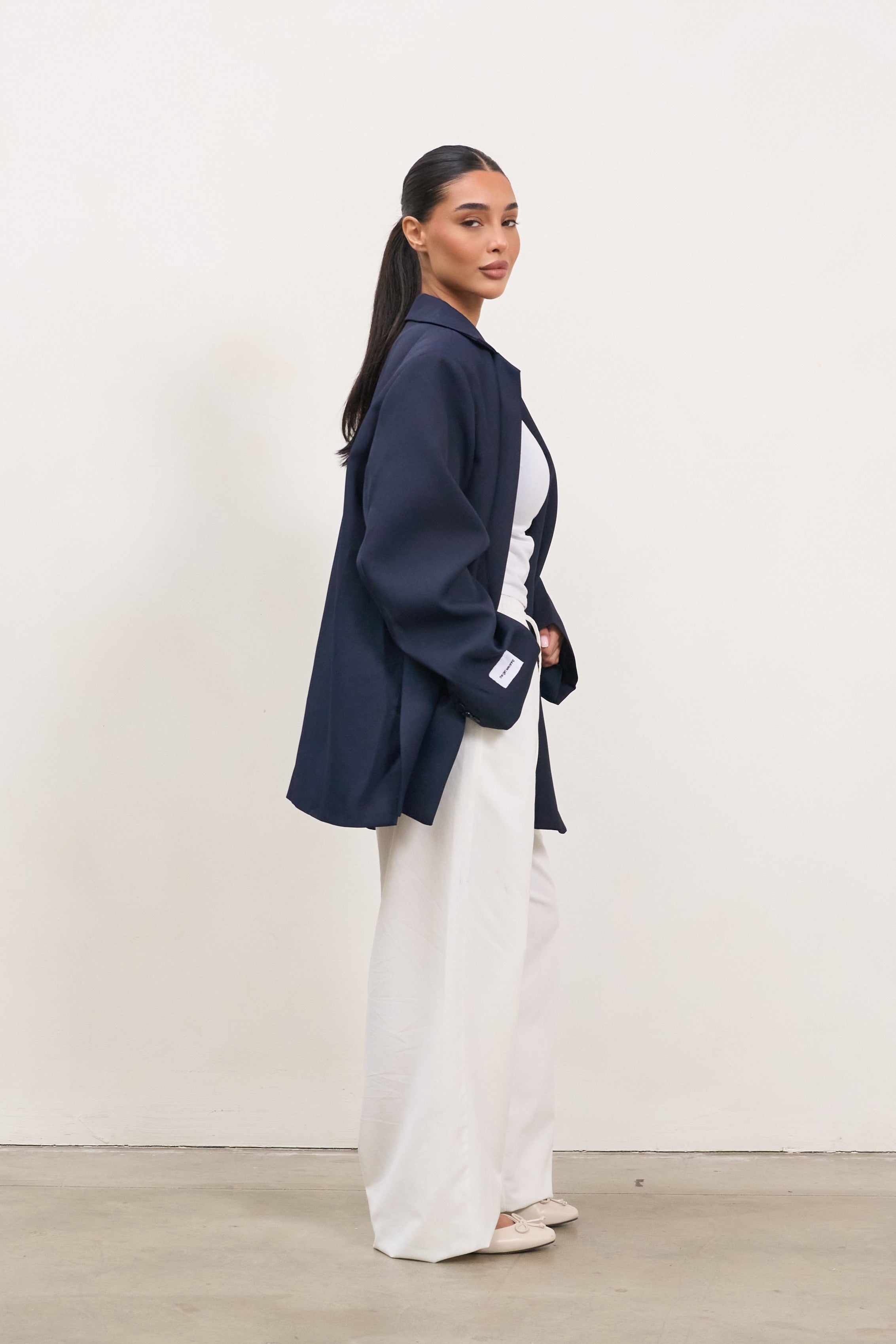 Dad Oversized Blazer – Marineblau-3