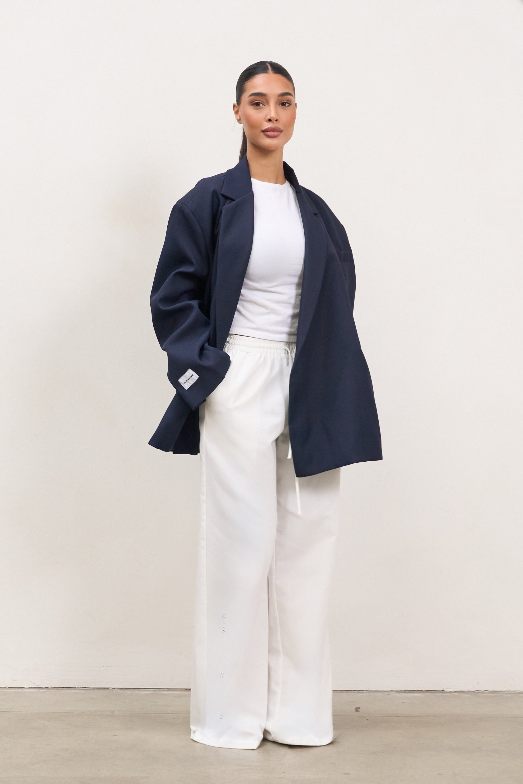 Dad Oversized Blazer – Marineblau-5