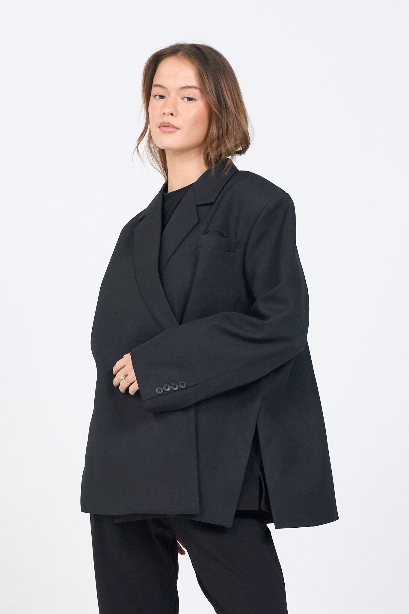 Dad Oversized Blazer – Schwarz-4