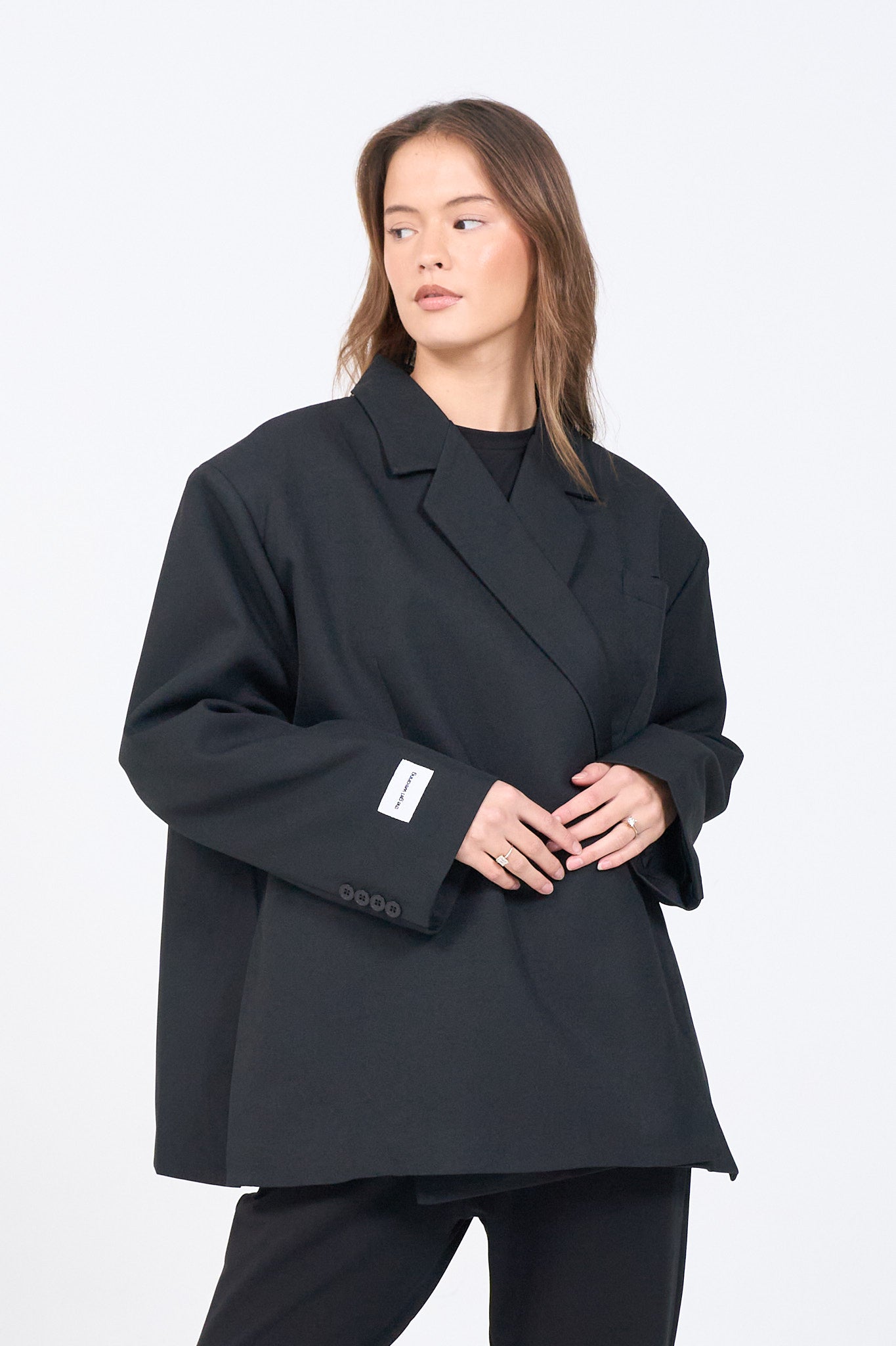 Dad Oversized Blazer – Schwarz-3